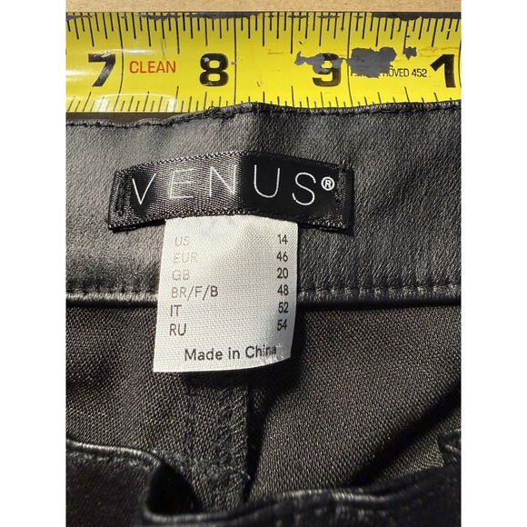 Venus Black Faux Leather Straight Pants Skinny Size 14 #6D - Picture 7 of 12